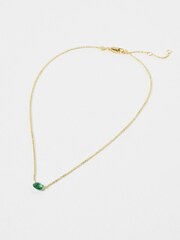 Oliver Bonas Green Dorothy Tourmaline Pendant Necklace - Image 1 of 4