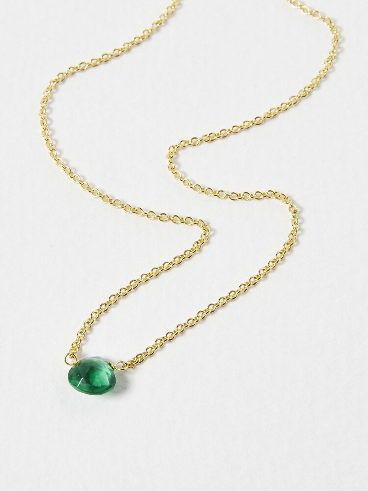 Oliver Bonas Green Dorothy Tourmaline Pendant Necklace - Image 2 of 4