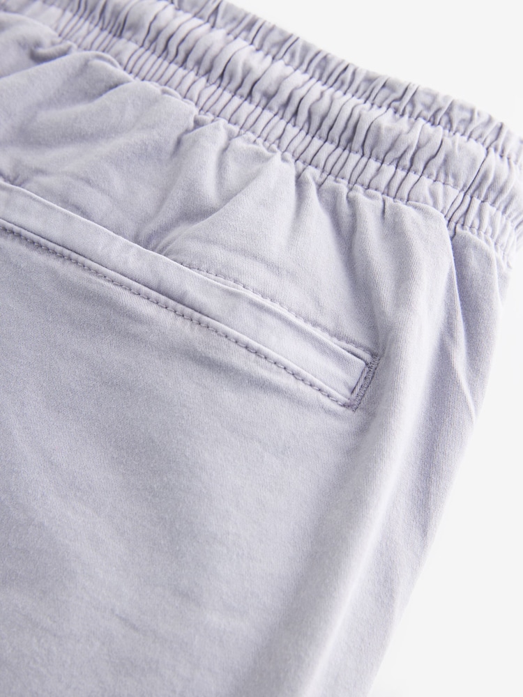 Flieder-Violett - Shorts aus gewaschener Baumwolle mit elastischem Bund - Bild 10 von 10