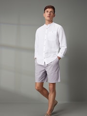Flieder-Violett - Shorts aus gewaschener Baumwolle mit elastischem Bund - Bild 2 von 10