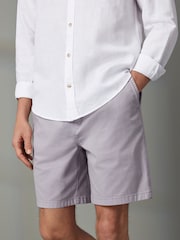 Flieder-Violett - Shorts aus gewaschener Baumwolle mit elastischem Bund - Bild 3 von 10