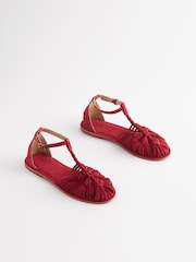 Red Forever Comfort® Leather T-Bar Huarache Shoes - Image 1 of 4