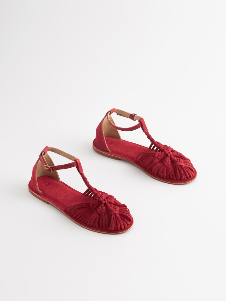 Red Forever Comfort® Leather T-Bar Huarache Shoes - Image 1 of 4