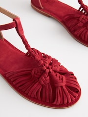 Red Forever Comfort® Leather T-Bar Huarache Shoes - Image 2 of 4
