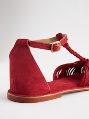 Red Forever Comfort® Leather T-Bar Huarache Shoes - Image 3 of 4