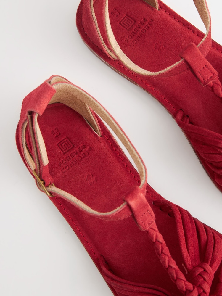 Red Forever Comfort® Leather T-Bar Huarache Shoes - Image 4 of 4