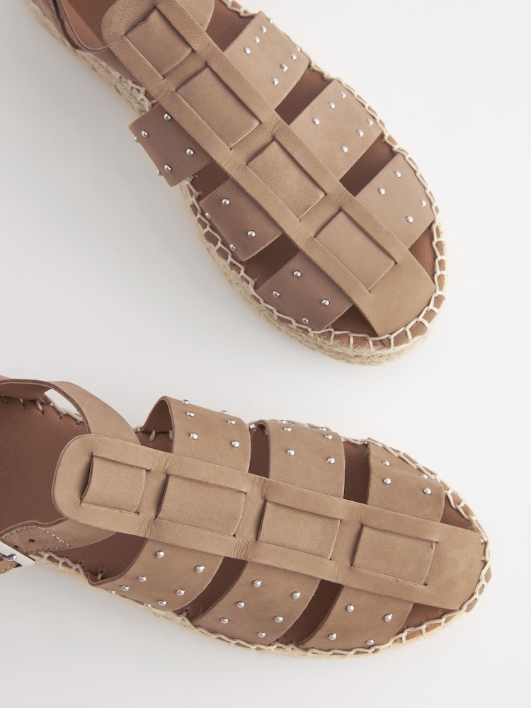 Taupe Brown Forever Comfort® Leather Chunky Fisherman Espadrille Shoes - Image 2 of 4 Taupe Brown Forever Comfort® Leather Chunky Fisherman Espadrille Shoes - Image 2 of 4