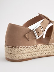 Taupe rjava - Usnjene espadrile z debelim podplatom Forever Comfort® - Slika 3 iz 4