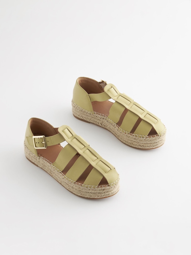 V barvi limete - Usnjene espadrile z debelim podplatom Forever Comfort® - Slika 1 iz 4
