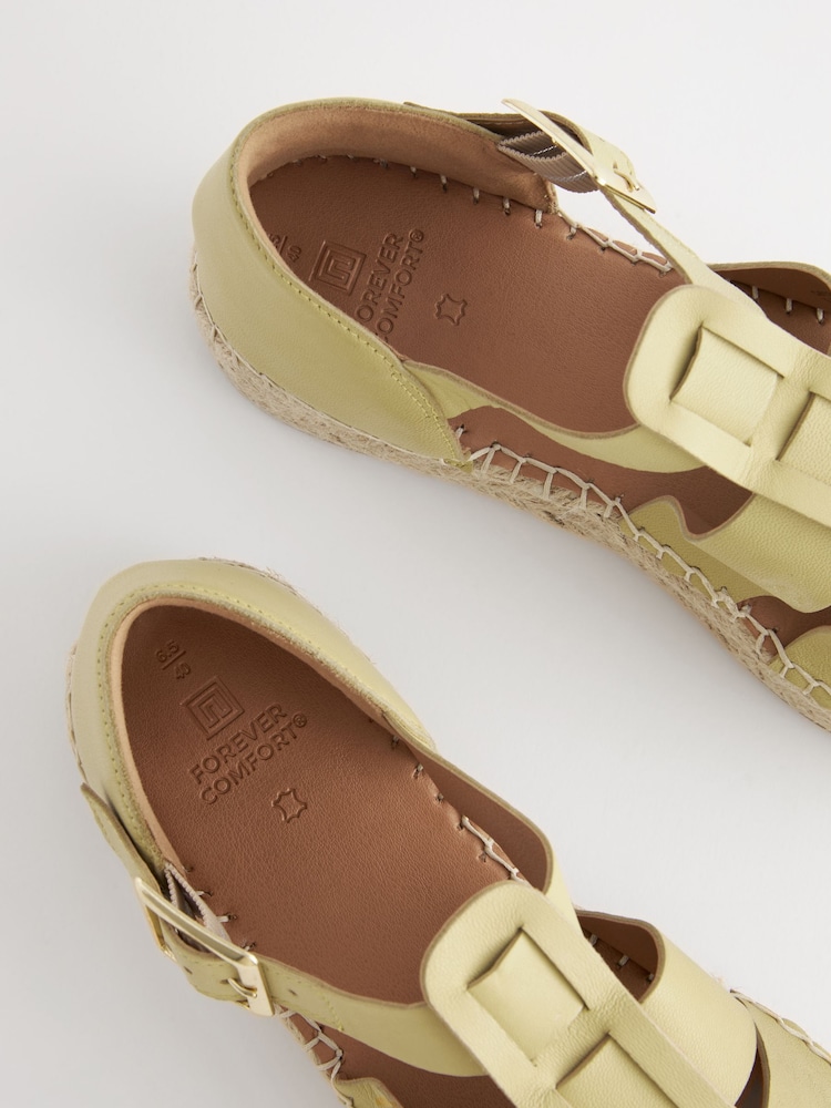 V barvi limete - Usnjene espadrile z debelim podplatom Forever Comfort® - Slika 4 iz 4