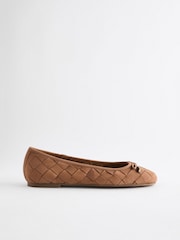 Rjava - Usnjene tkane balerinke Forever Comfort® - Slika 4 iz 8