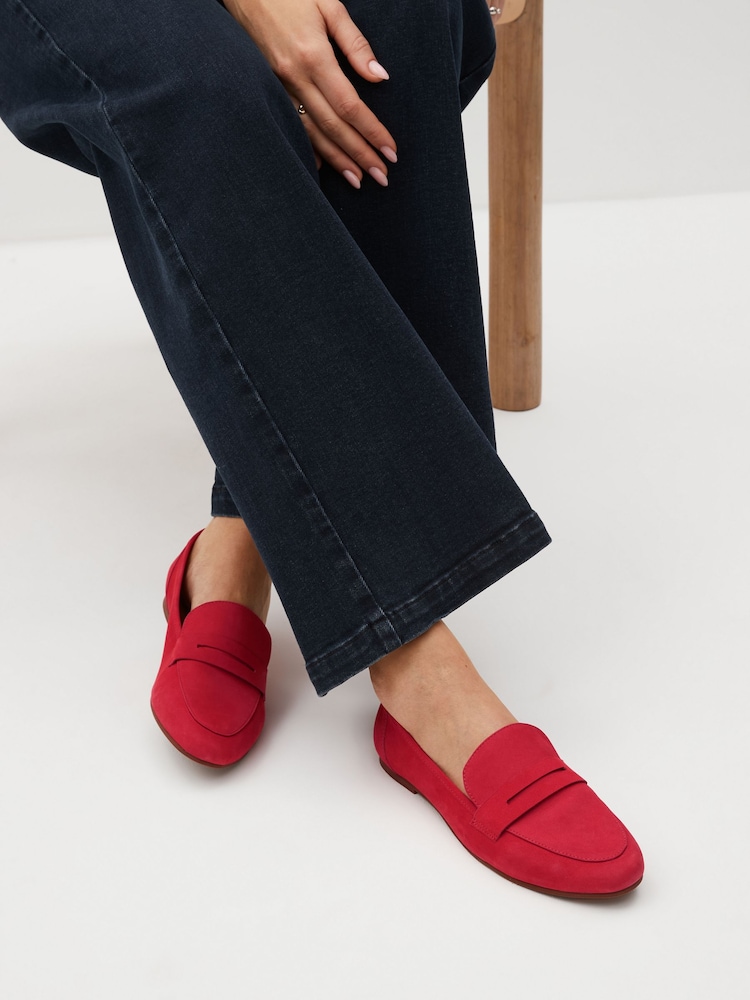Coral Pink Signature Leather Slim Sole Loafers - Image 1 of 8