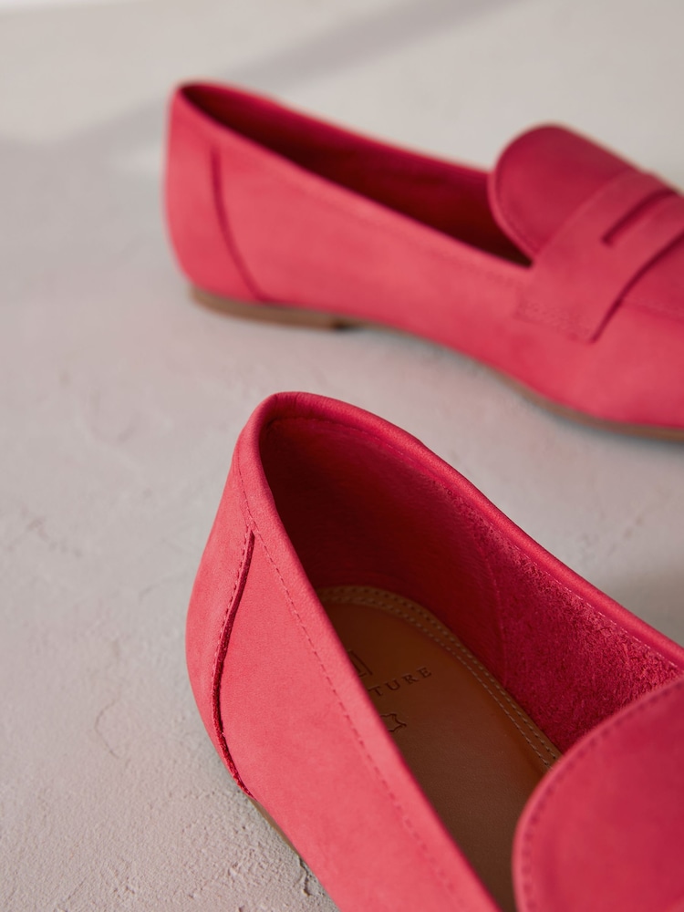 Coral Pink Signature Leather Slim Sole Loafers - Image 8 of 8