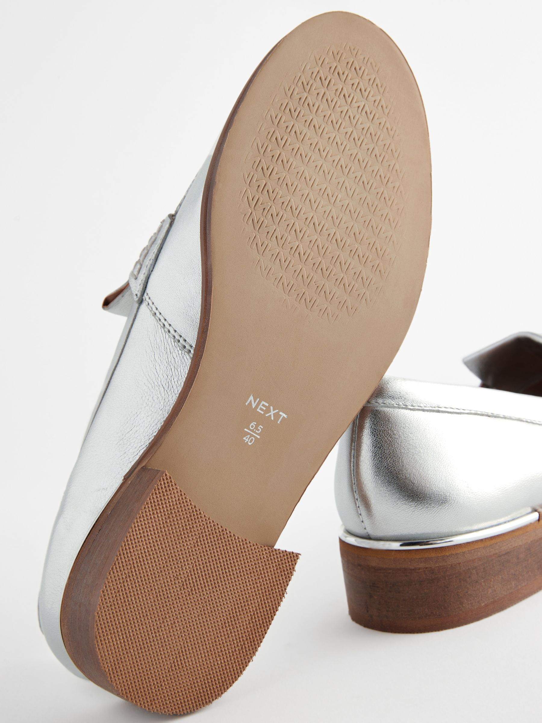 Buy Silver Forever Comfort Leather Suede Back Trim Detail Loafers from Next Luxembourg