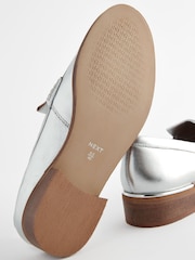 Silver Forever Comfort® Leather Suede Back Trim Detail Loafers - Image 3 of 6