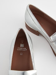 Silver Forever Comfort® Leather Suede Back Trim Detail Loafers - Image 4 of 6