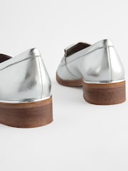 Silver Forever Comfort® Leather Suede Back Trim Detail Loafers - Image 6 of 6