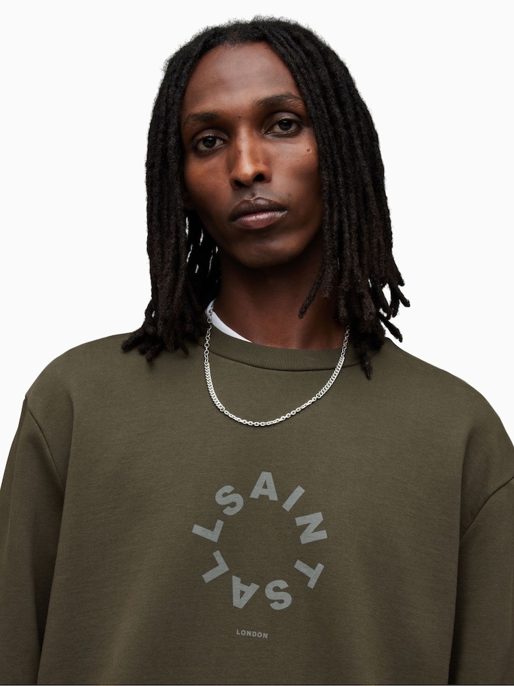 AllSaints Green Tierra Crew Sweater - Image 5 of 7