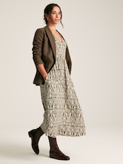 Joules Nia Green Printed Long Sleeve Midaxi Dress With Pockets - Image 3 of 7