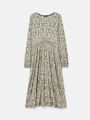 Joules Nia Green Printed Long Sleeve Midaxi Dress With Pockets - Image 7 of 7