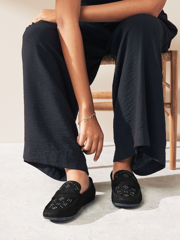 Schwarz - Forever Comfort® Fahrerschuhe aus Leder mit Nieten - Bild 1 von 8 Schwarz - Forever Comfort® Fahrerschuhe aus Leder mit Nieten - Bild 1 von 8