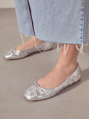 Silver Forever Comfort® Leather Weave Ballerinas - Image 3 of 8