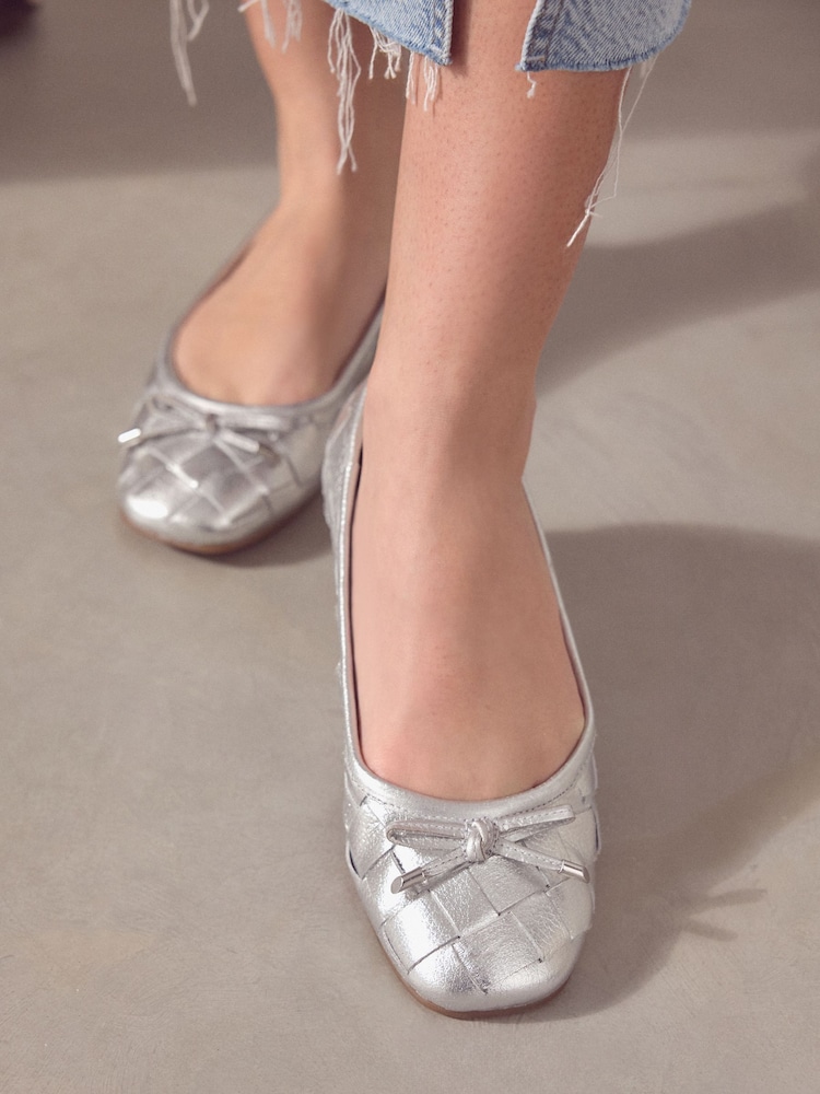 Silver Forever Comfort® Leather Weave Ballerinas - Image 8 of 8