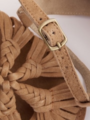 Camel Brown Forever Comfort® Leather T-Bar Huarache Shoes - Image 8 of 9