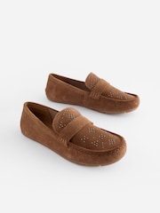 Tan Brown Forever Comfort® Leather Stud Driver Shoes - Image 4 of 9