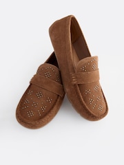 Tan Brown Forever Comfort® Leather Stud Driver Shoes - Image 6 of 9