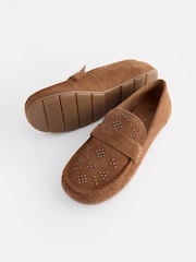 Tan Brown Forever Comfort® Leather Stud Driver Shoes - Image 7 of 9