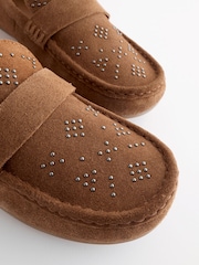Tan Brown Forever Comfort® Leather Stud Driver Shoes - Image 8 of 9