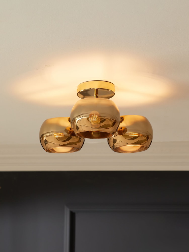 Gold Marco 3 Light Flush Fitting Ceiling Light - Image 1 of 4