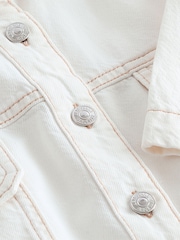 White 100% Cotton Cropped Oversized Denim Shirt - Image 5 of 5