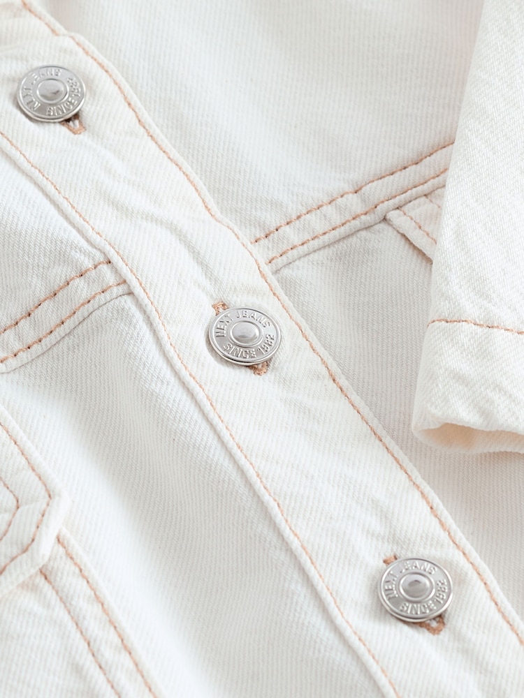 White 100% Cotton Cropped Oversized Denim Shirt - Image 5 of 5