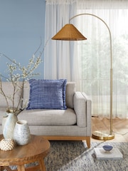 Brass Timor Woven Rattan Floor Lamp - Image 2 of 4