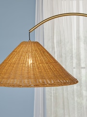 Brass Timor Woven Rattan Floor Lamp - Image 3 of 4