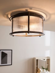 Pewter Grey Hertford 2 Light Flush Ceiling Light - Image 1 of 5