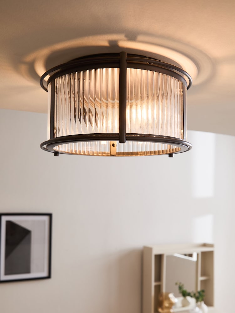 Pewter Grey Hertford 2 Light Flush Ceiling Light - Image 1 of 5