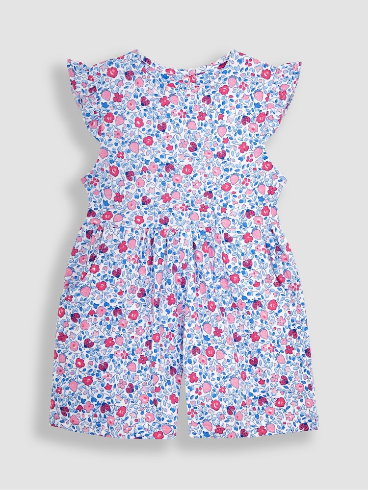 JoJo Maman Bébé Pink Ladybird Ditsy Floral Playsuit - Image 1 of 3