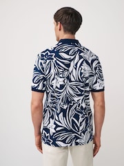 Navy Leaf 100% Cotton Short Sleeve Print Polo Shirt - Image 3 of 7