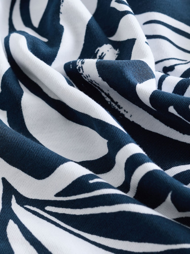 Navy Leaf 100% Cotton Short Sleeve Print Polo Shirt - Image 7 of 7