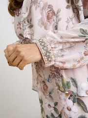 Gina Bacconi Pink Muriel Short Printed Tiered Chiffon Dress - Image 4 of 6