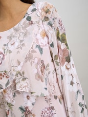 Gina Bacconi Pink Muriel Short Printed Tiered Chiffon Dress - Image 5 of 6