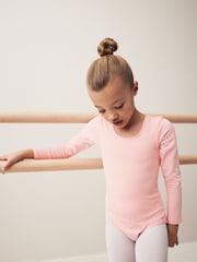 Pink Stretch Long Sleeve Leotard Bodysuit (2-10yrs) - Image 1 of 7