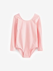 Pink Stretch Long Sleeve Leotard Bodysuit (2-10yrs) - Image 5 of 7