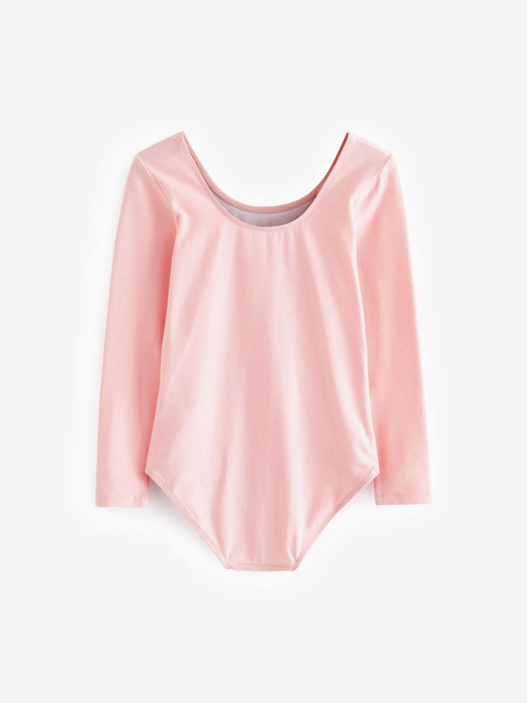Pink Stretch Long Sleeve Leotard Bodysuit (2-10yrs) - Image 6 of 7