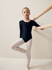 Black Stretch Long Sleeve Leotard Bodysuit (2-10yrs) - Image 1 of 7