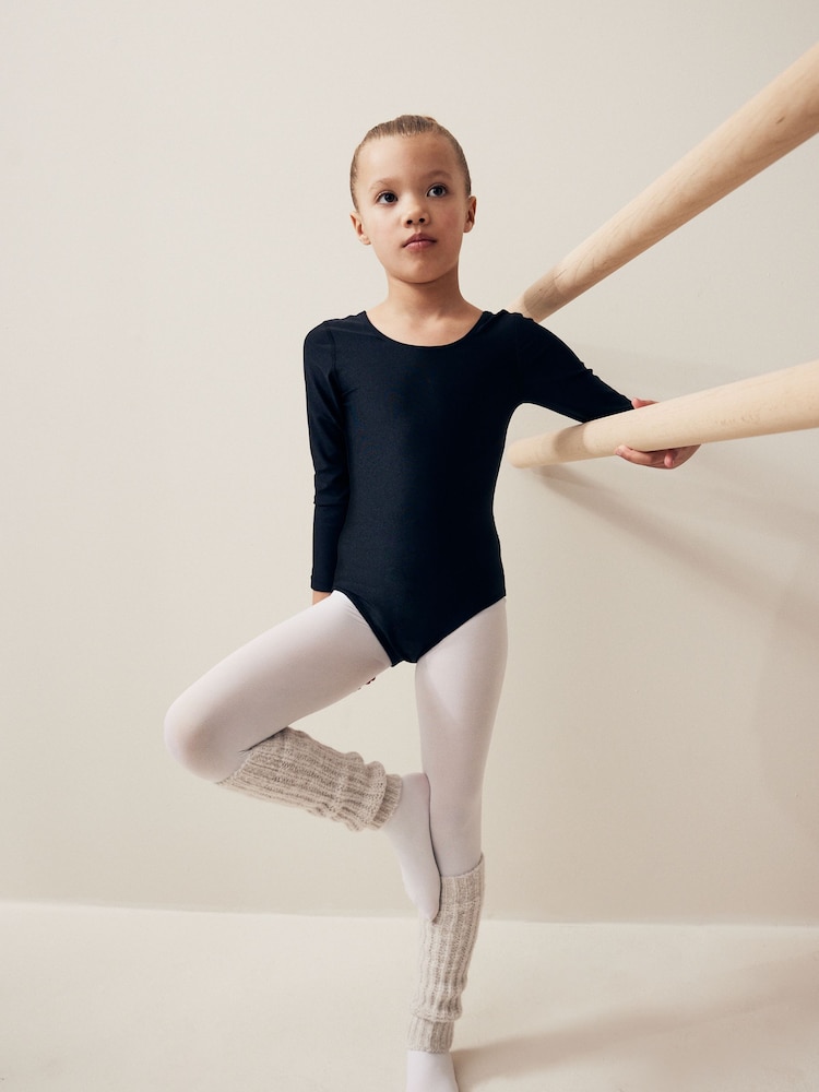 Black Stretch Long Sleeve Leotard Bodysuit (2-10yrs) - Image 1 of 7