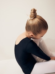 Black Stretch Long Sleeve Leotard Bodysuit (2-10yrs) - Image 4 of 7